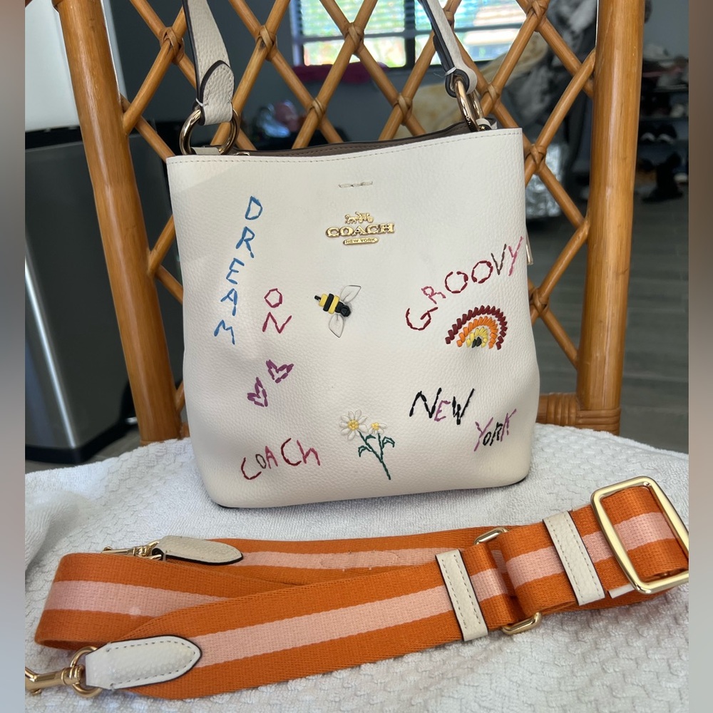 Coach Small Bucket Bag with Diary Embroidery